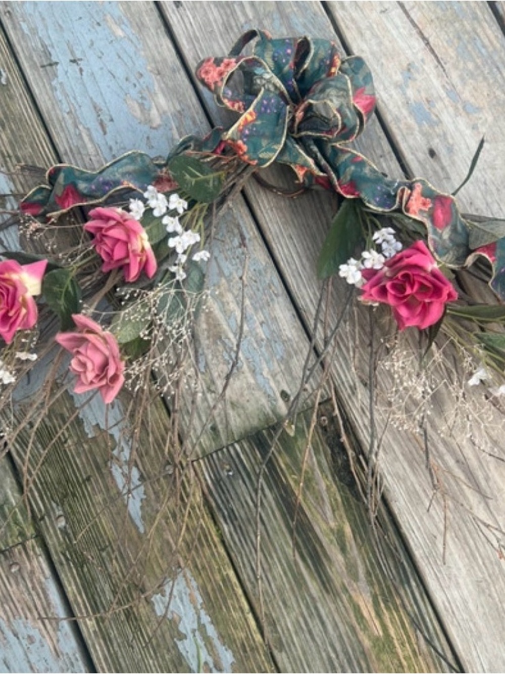 Romantic Pink Rose Twig Wall Swag by Home Accents Decor